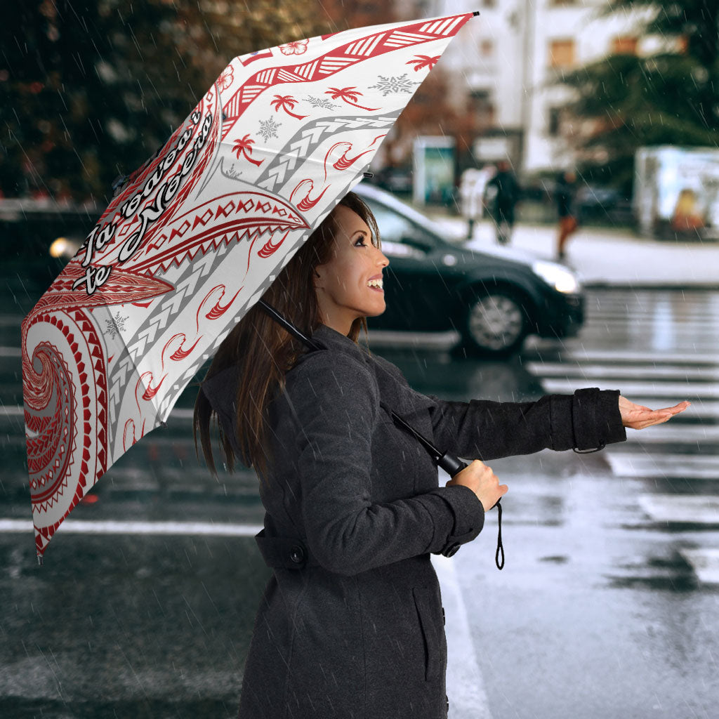 French Polynesian Christmas Umbrella Santa Riding Hammerhead Shark Tahitian DT05 - Polynesian Pride