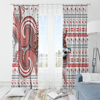 French Polynesian Christmas Window Curtain Santa Riding Hammerhead Shark Tahitian DT05 - Polynesian Pride