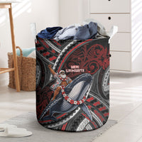 Aotearoa Christmas Laundry Basket Santa Riding Humpback Whale Maori Koru DT05 Red - Polynesian Pride