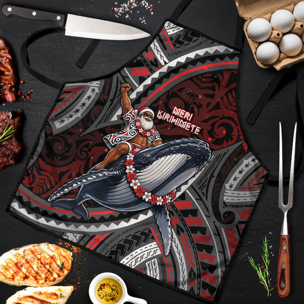 Aotearoa Christmas Apron Santa Riding Humpback Whale Maori Koru
