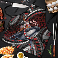 Aotearoa Christmas Apron Santa Riding Humpback Whale Maori Koru