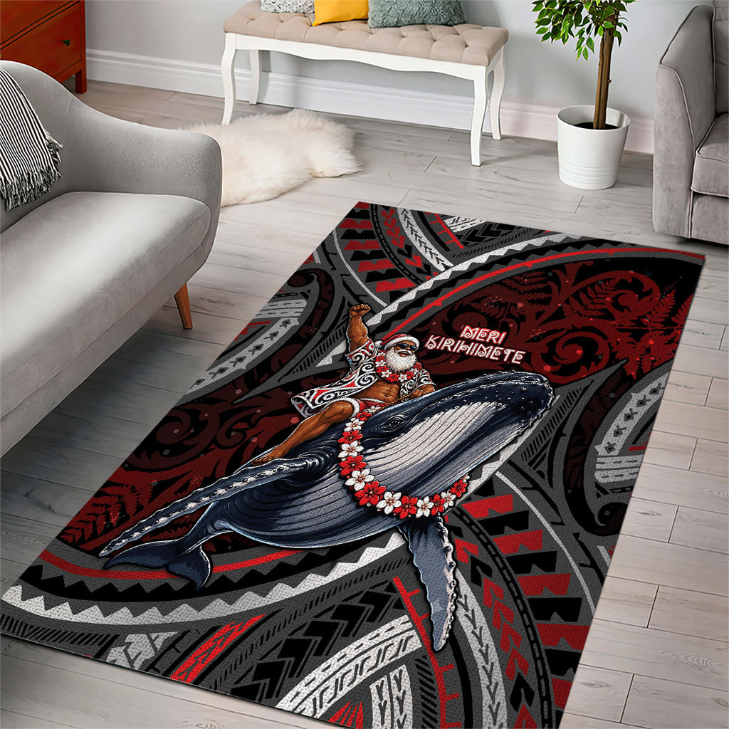 Aotearoa Christmas Area Rug Santa Riding Humpback Whale Maori Koru DT05 - Polynesian Pride