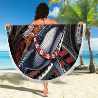 Aotearoa Christmas Beach Blanket Santa Riding Humpback Whale Maori Koru DT05 - Polynesian Pride
