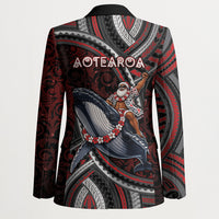 Aotearoa Christmas Blazer Santa Riding Humpback Whale Maori Koru