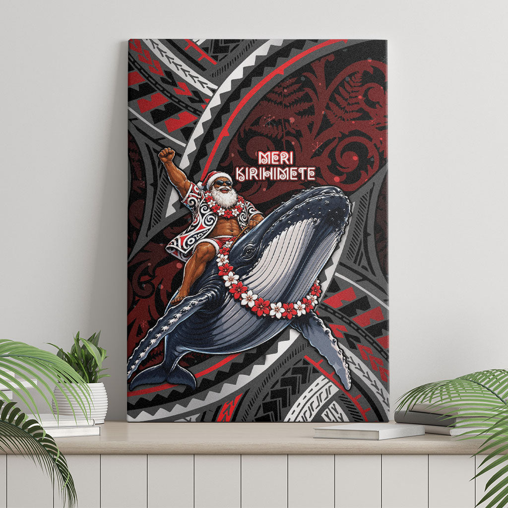 Aotearoa Christmas Canvas Wall Art Santa Riding Humpback Whale Maori Koru DT05 - Polynesian Pride