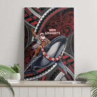 Aotearoa Christmas Canvas Wall Art Santa Riding Humpback Whale Maori Koru DT05 - Polynesian Pride