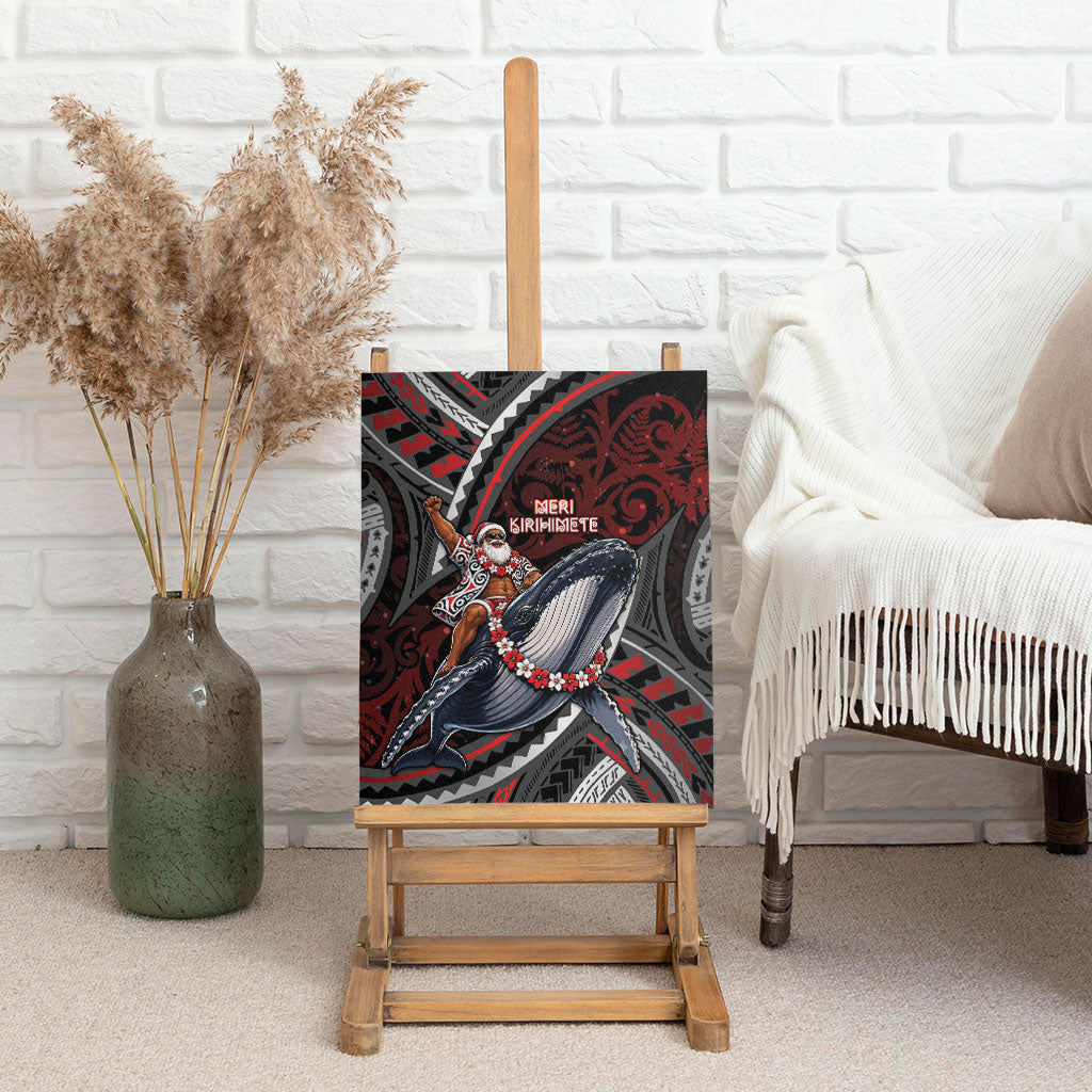 Aotearoa Christmas Canvas Wall Art Santa Riding Humpback Whale Maori Koru DT05 - Polynesian Pride