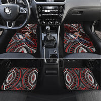 Aotearoa Christmas Car Mats Santa Riding Humpback Whale Maori Koru DT05 Set 4pcs Red - Polynesian Pride