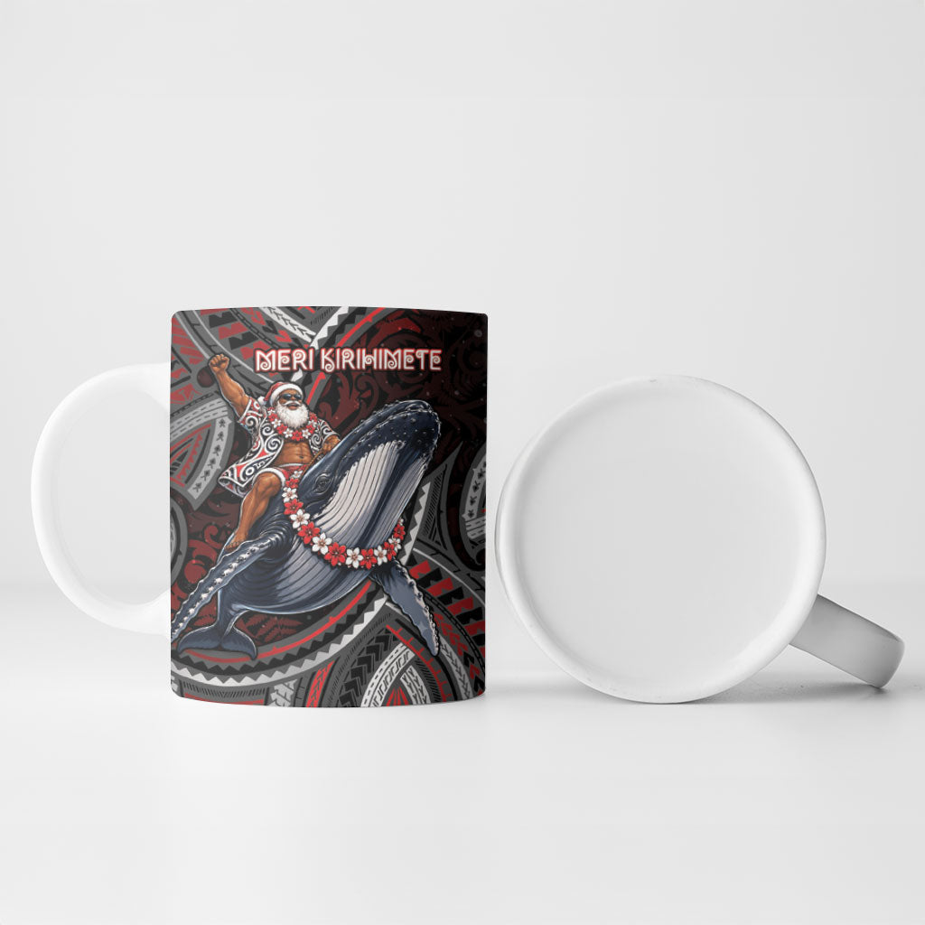 Aotearoa Christmas Ceramic Mug Santa Riding Humpback Whale Maori Koru DT05 - Polynesian Pride