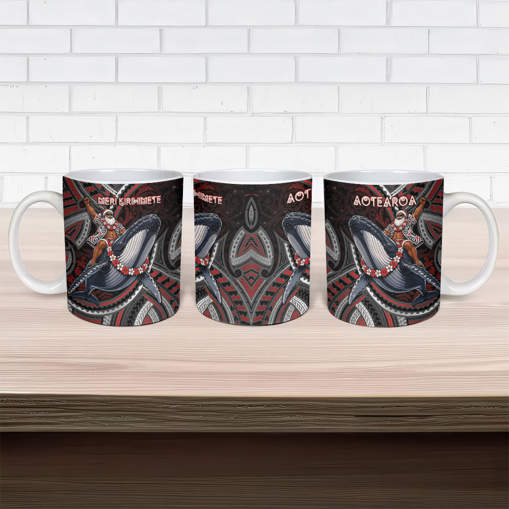 Aotearoa Christmas Ceramic Mug Santa Riding Humpback Whale Maori Koru DT05 - Polynesian Pride