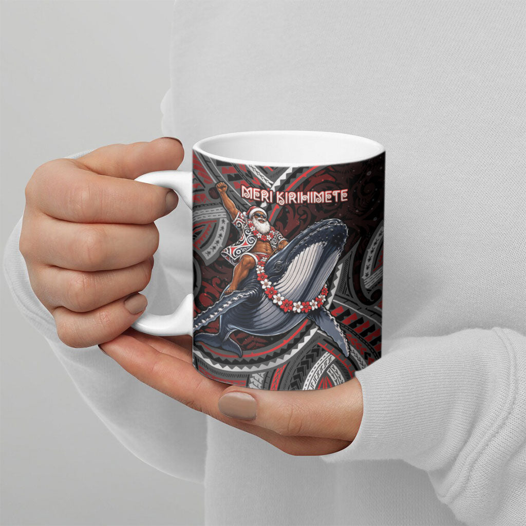 Aotearoa Christmas Ceramic Mug Santa Riding Humpback Whale Maori Koru DT05 - Polynesian Pride