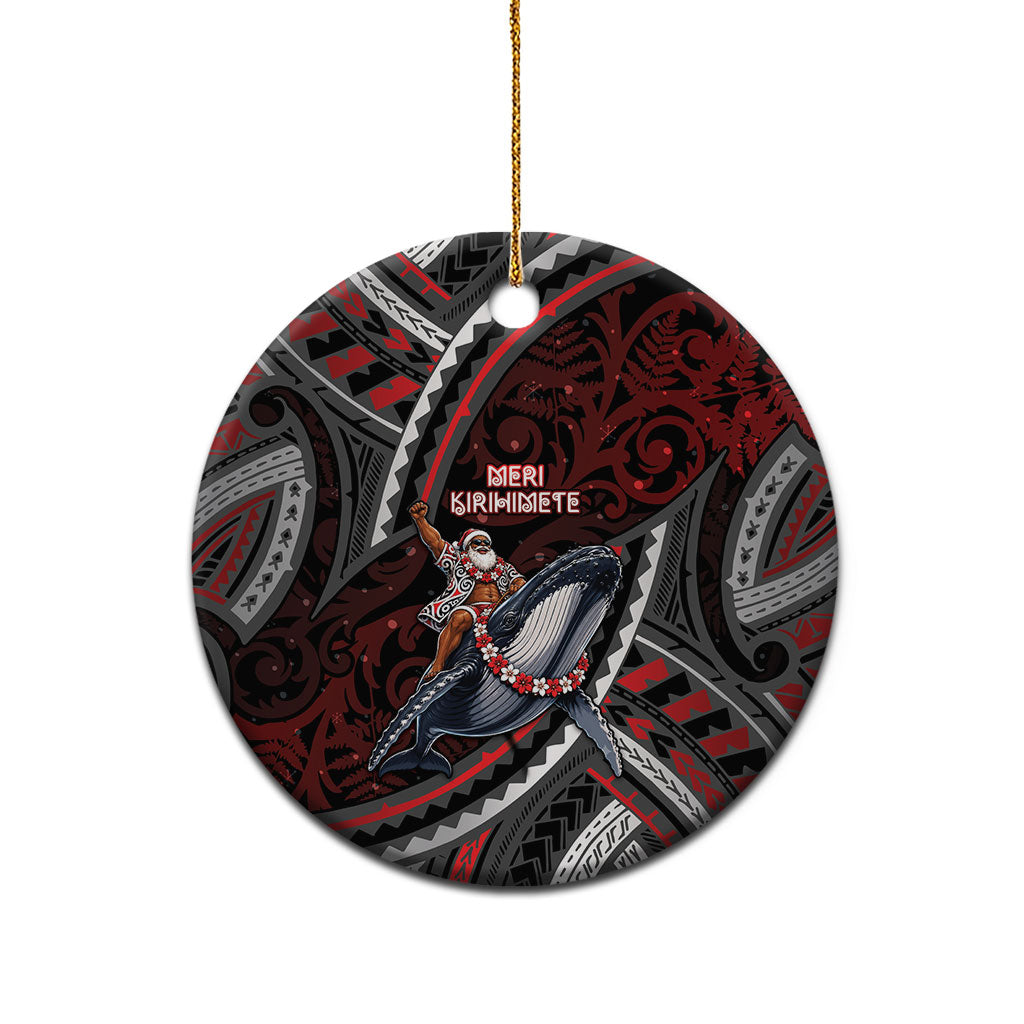 Aotearoa Christmas Ceramic Ornament Santa Riding Humpback Whale Maori Koru DT05 - Polynesian Pride