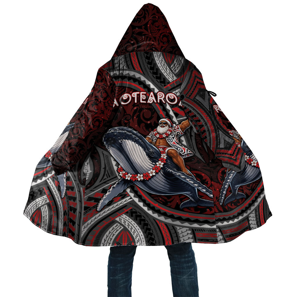 Aotearoa Christmas Cloak Santa Riding Humpback Whale Maori Koru DT05 Unisex Red - Polynesian Pride