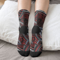 Aotearoa Christmas Crew Socks Santa Riding Humpback Whale Maori Koru DT05 - Polynesian Pride