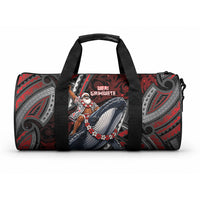 Aotearoa Christmas Duffle Bag Santa Riding Humpback Whale Maori Koru DT05 One size Red - Polynesian Pride