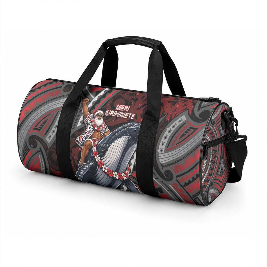 Aotearoa Christmas Duffle Bag Santa Riding Humpback Whale Maori Koru DT05 - Polynesian Pride