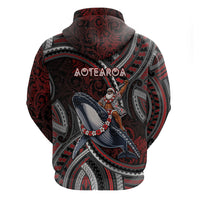 Aotearoa Christmas Hoodie Santa Riding Humpback Whale Maori Koru DT05 - Polynesian Pride