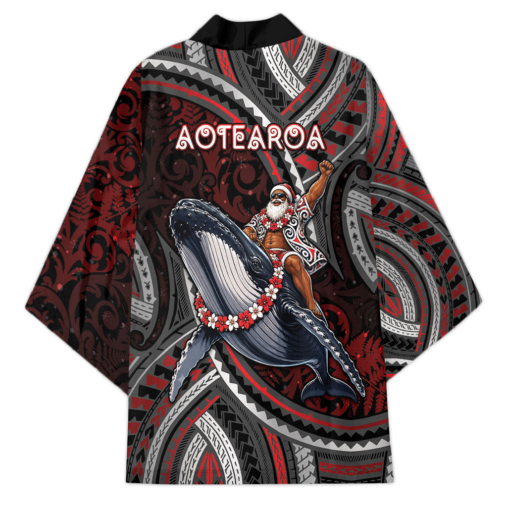 Aotearoa Christmas Kimono Santa Riding Humpback Whale Maori Koru DT05 - Polynesian Pride