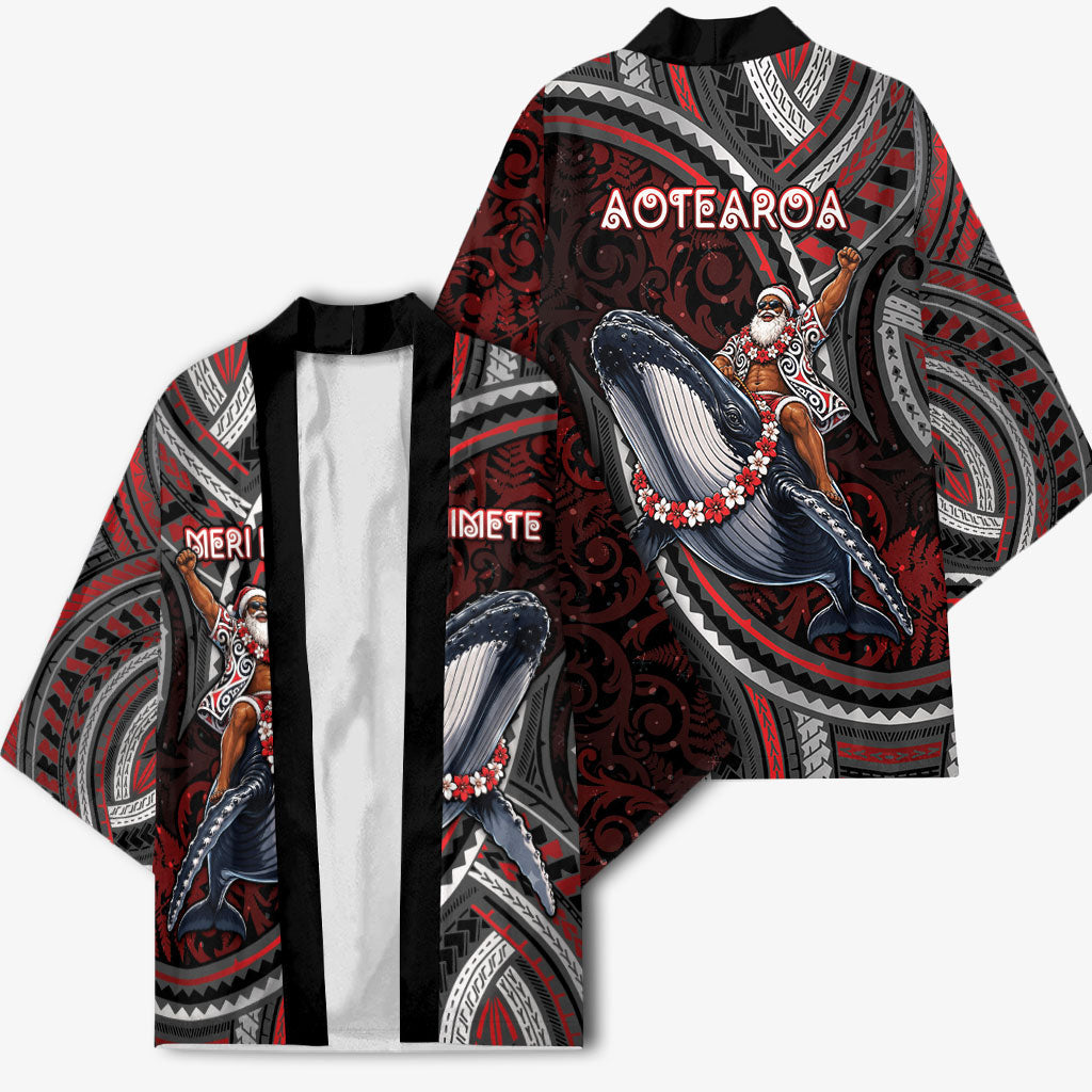 Aotearoa Christmas Kimono Santa Riding Humpback Whale Maori Koru DT05 - Polynesian Pride