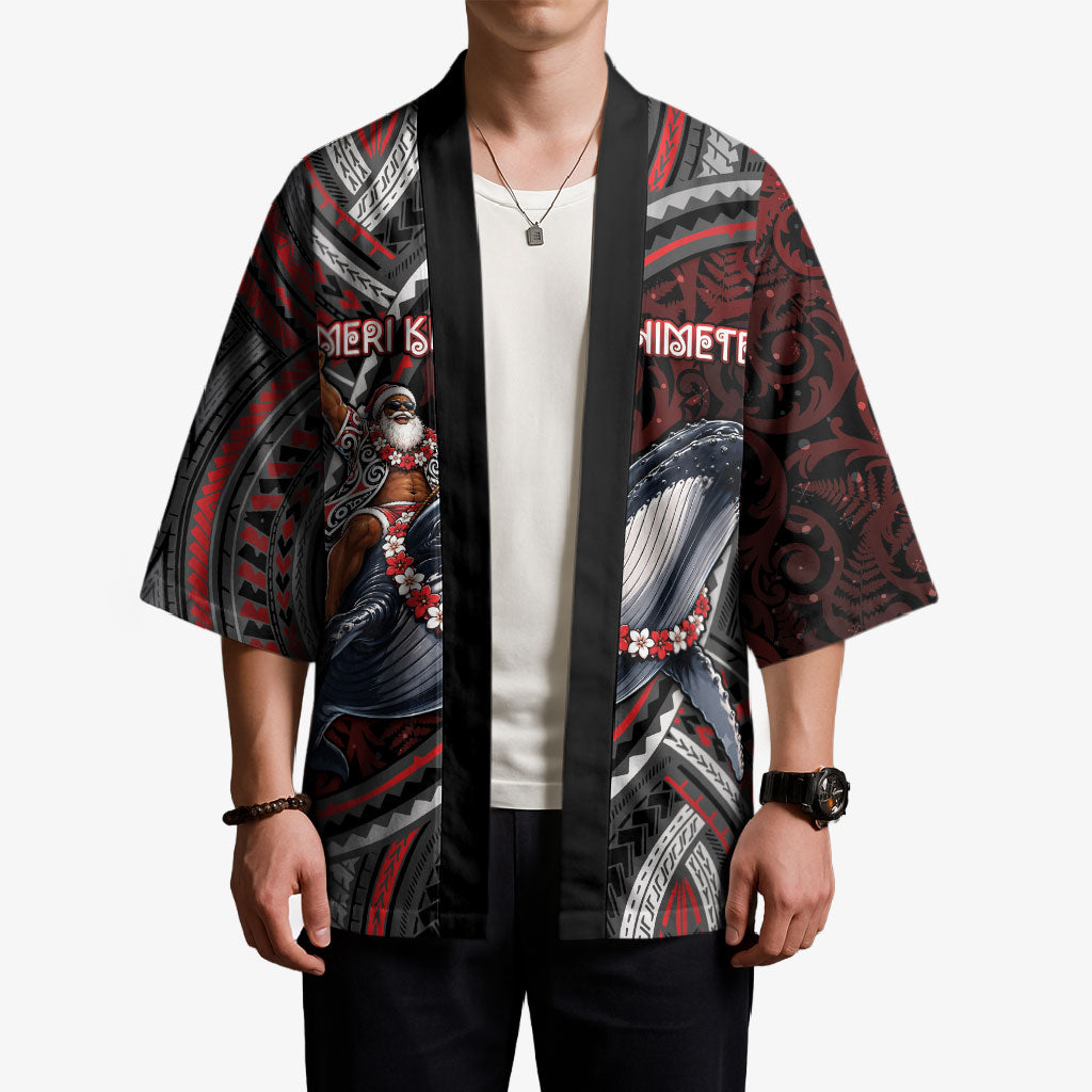 Aotearoa Christmas Kimono Santa Riding Humpback Whale Maori Koru DT05 - Polynesian Pride