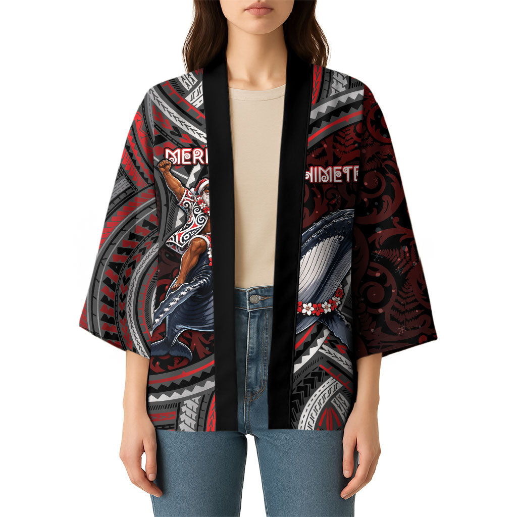 Aotearoa Christmas Kimono Santa Riding Humpback Whale Maori Koru DT05 - Polynesian Pride