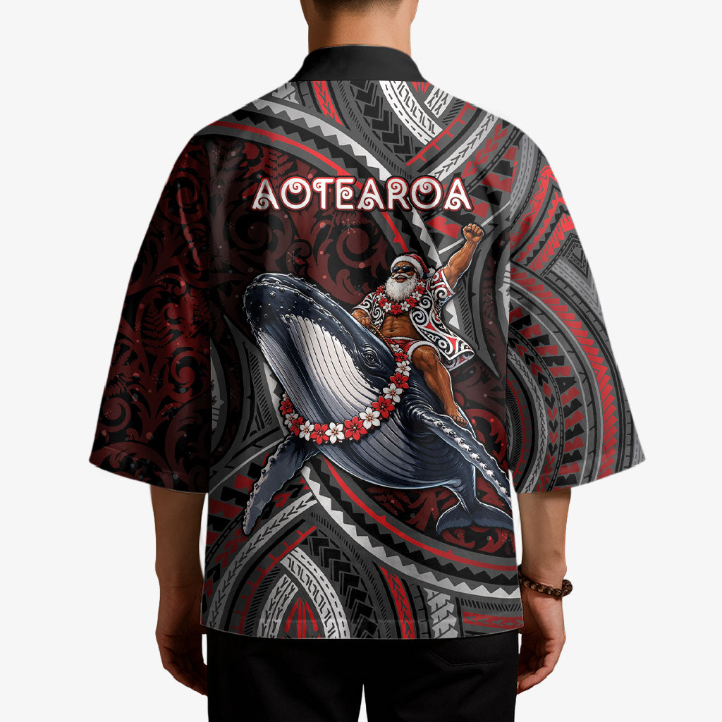 Aotearoa Christmas Kimono Santa Riding Humpback Whale Maori Koru DT05 - Polynesian Pride