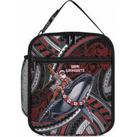 Aotearoa Christmas Lunch Bag Santa Riding Humpback Whale Maori Koru DT05 10.2 × 8.3 × 4.3 inch Red - Polynesian Pride