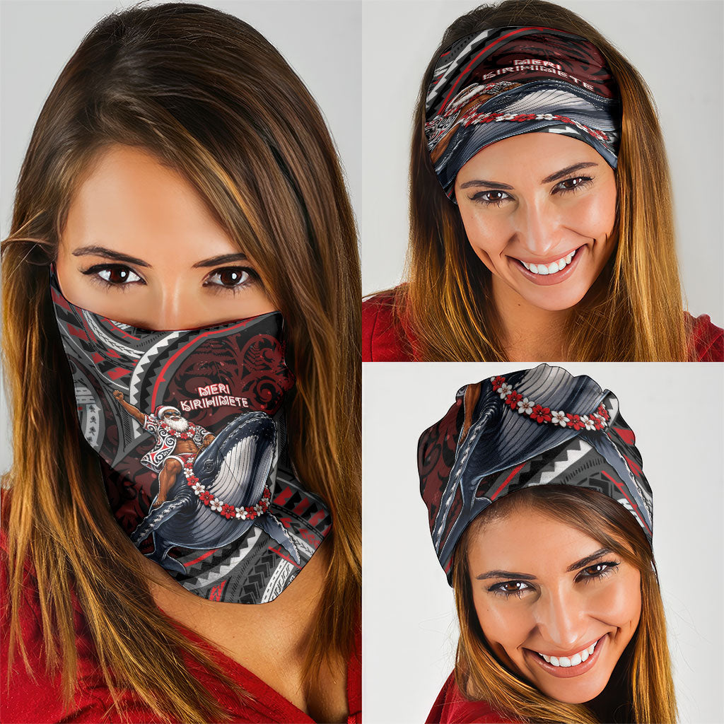 Aotearoa Christmas Neck Gaiter Santa Riding Humpback Whale Maori Koru DT05 - Polynesian Pride