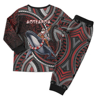 Aotearoa Christmas Pajama Set Santa Riding Humpback Whale Maori Koru DT05 - Polynesian Pride