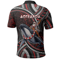 Aotearoa Christmas Polo Shirt Santa Riding Humpback Whale Maori Koru DT05 - Polynesian Pride
