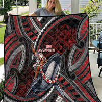 Aotearoa Christmas Quilt Santa Riding Humpback Whale Maori Koru DT05 Red - Polynesian Pride