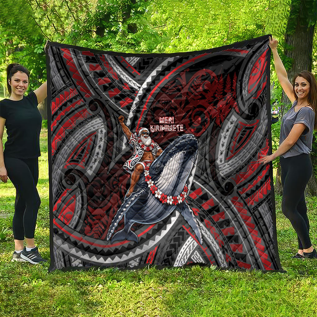 Aotearoa Christmas Quilt Santa Riding Humpback Whale Maori Koru DT05 - Polynesian Pride
