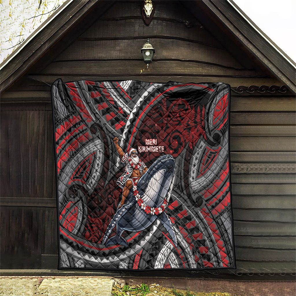 Aotearoa Christmas Quilt Santa Riding Humpback Whale Maori Koru DT05 - Polynesian Pride