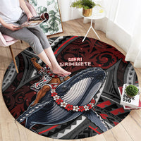 Aotearoa Christmas Round Carpet Santa Riding Humpback Whale Maori Koru DT05 - Polynesian Pride