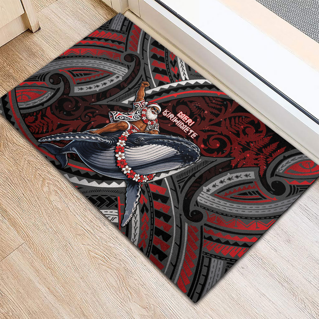 Aotearoa Christmas Rubber Doormat Santa Riding Humpback Whale Maori Koru DT05 - Polynesian Pride