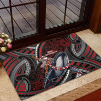 Aotearoa Christmas Rubber Doormat Santa Riding Humpback Whale Maori Koru DT05 - Polynesian Pride