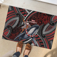 Aotearoa Christmas Rubber Doormat Santa Riding Humpback Whale Maori Koru DT05 - Polynesian Pride