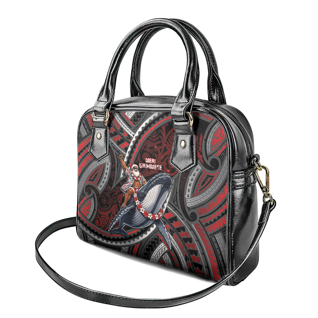 Aotearoa Christmas Shoulder Handbag Santa Riding Humpback Whale Maori Koru DT05 - Polynesian Pride