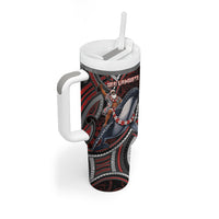 Aotearoa Christmas Tumbler With Handle Santa Riding Humpback Whale Maori Koru DT05 - Polynesian Pride