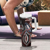 Aotearoa Christmas Tumbler With Handle Santa Riding Humpback Whale Maori Koru DT05 - Polynesian Pride