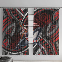 Aotearoa Christmas Window Curtain Santa Riding Humpback Whale Maori Koru DT05 With Hooks Red - Polynesian Pride