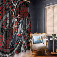 Aotearoa Christmas Window Curtain Santa Riding Humpback Whale Maori Koru DT05 - Polynesian Pride