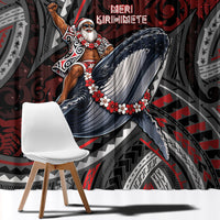 Aotearoa Christmas Window Curtain Santa Riding Humpback Whale Maori Koru DT05 - Polynesian Pride