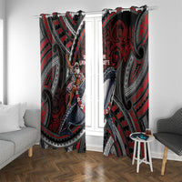 Aotearoa Christmas Window Curtain Santa Riding Humpback Whale Maori Koru DT05 With Grommets Red - Polynesian Pride