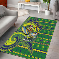 Cook Islands Christmas Area Rug Santa Riding Flying Fish DT05 - Polynesian Pride