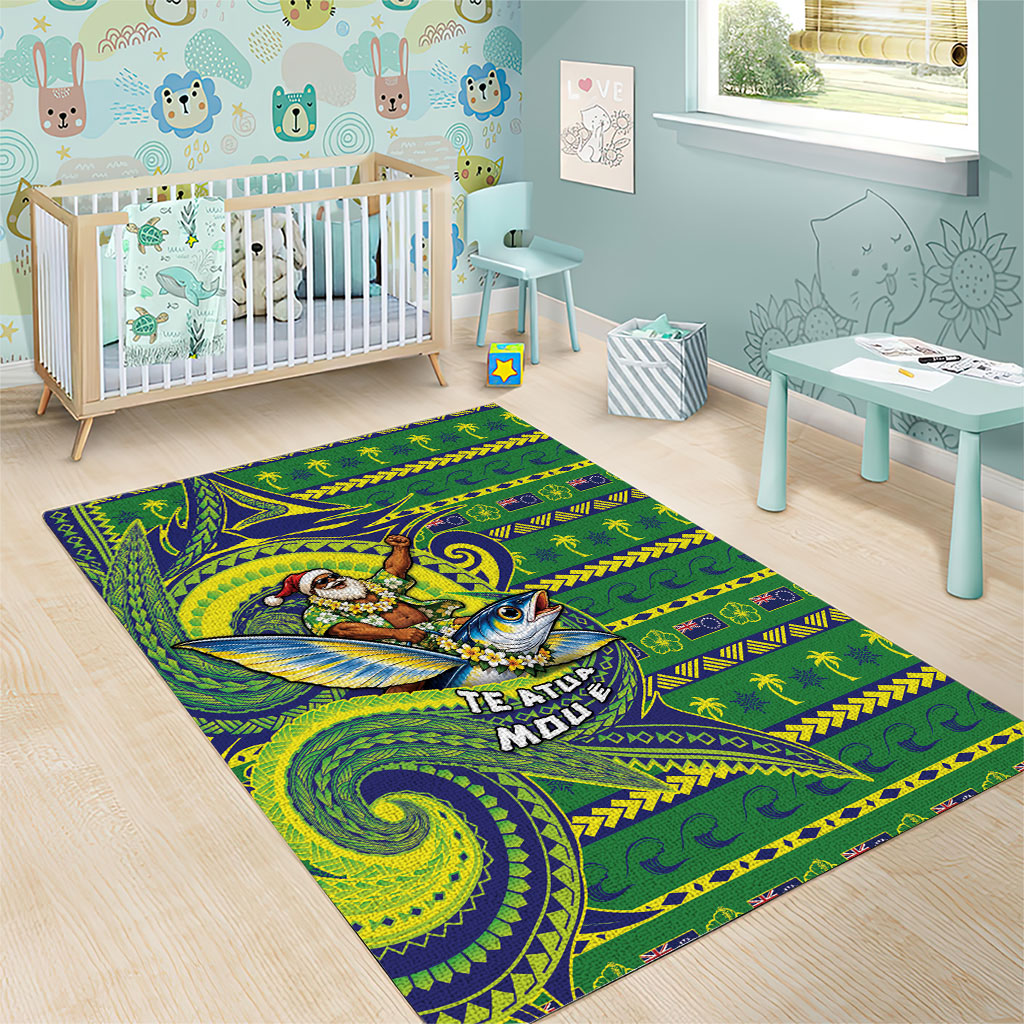Cook Islands Christmas Area Rug Santa Riding Flying Fish DT05 - Polynesian Pride