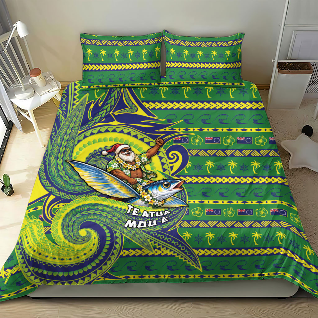 Cook Islands Christmas Bedding Set Santa Riding Flying Fish DT05 - Polynesian Pride