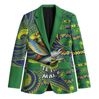 Cook Islands Christmas Blazer Santa Riding Flying Fish DT05 Unisex Green - Polynesian Pride