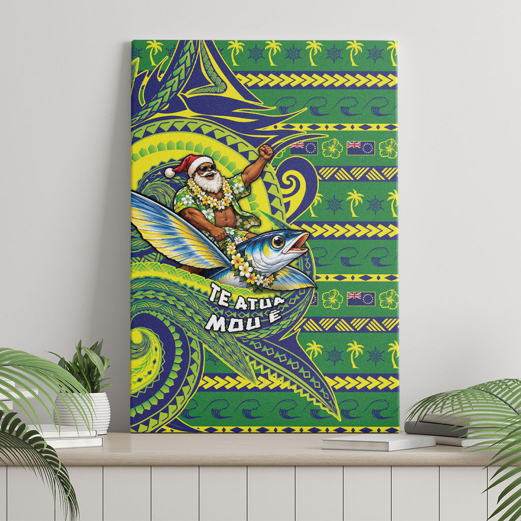 Cook Islands Christmas Canvas Wall Art Santa Riding Flying Fish DT05 - Polynesian Pride