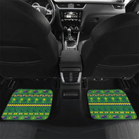 Cook Islands Christmas Car Mats Santa Riding Flying Fish DT05 Set 2pcs - Back Green - Polynesian Pride